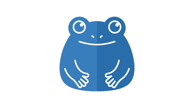 Blue cartoon frog smiling face.