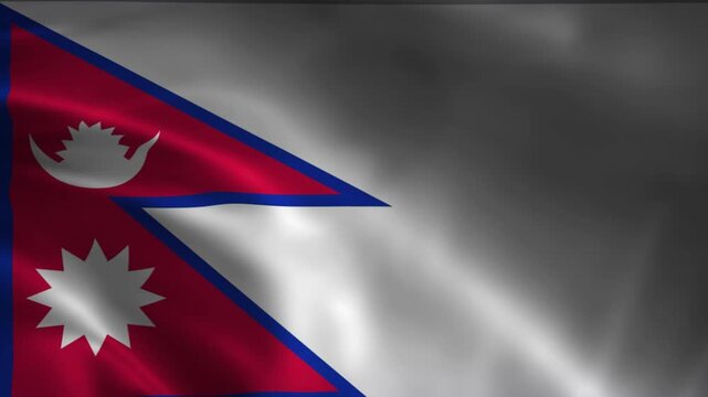 Nepal flag waving in wind loopable clip seamless full hd resolution 1920x1080 animation footage, country national flag symbol background.