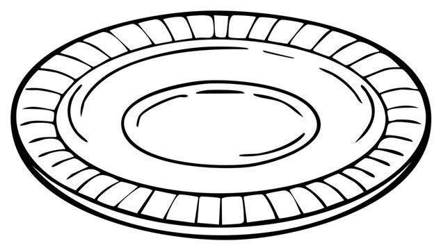 Simple outline drawing of a disposable paper plate with a ridged edge