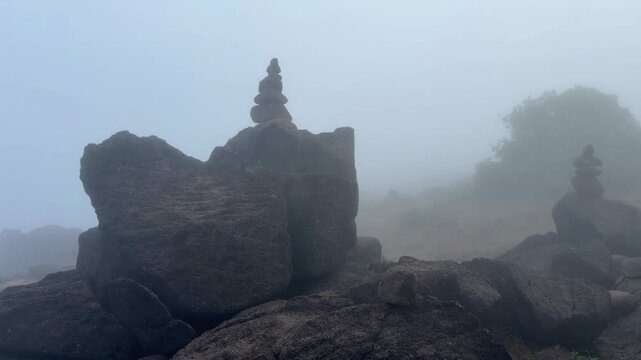 Harishchandragad's Balancing Rocks: a geological marvel in Sahyadri.