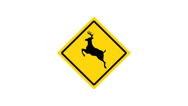 Deer Crossing Traffic Sign Vector