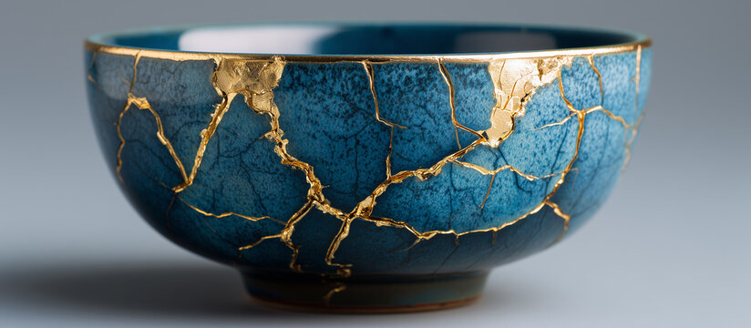 japanese kintsugi bowl with gold repairs