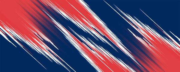 Abstract sport brush texture and pattern on blue background. Wrap car concept with red and white grunge. Vector illustration © Fiki