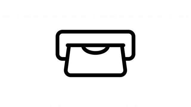 Animated atm money icon showing cash moving in and out for banking service