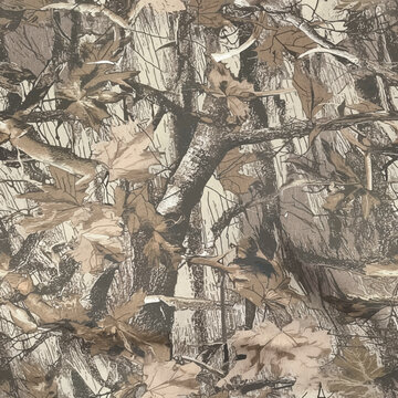 RealTree and Mossy Oak style hyper realistic real tree camouflage seamless pattern with bark branches and leaves print ready 300 dpi for hunting gear