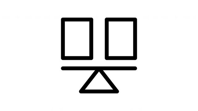Animated balance icon showing alternating up and down motion for comparison and stability concepts