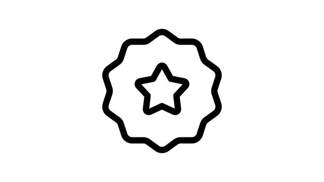 Animated badge icon showing rotating star seal motion for quality and certification content