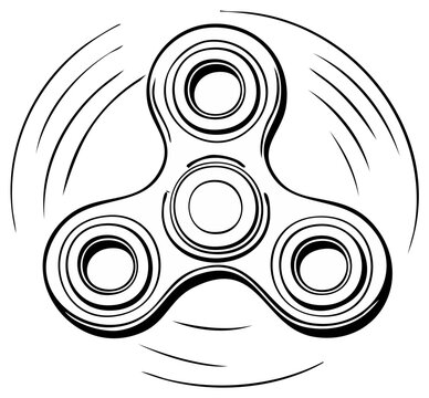 Abstract Line Art Illustration of a Spinning Fidget Spinner Toy in Motion