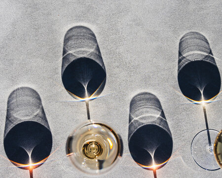 Wei&szlig;wein Rotwein Schatten Gl&auml;ser Premium