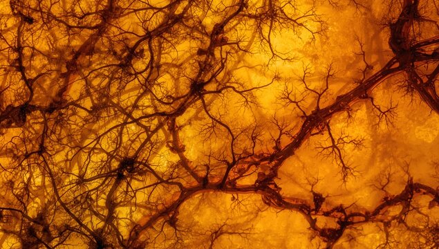 Close-up view of amber with intricate patterns resembling natural veins and textures under light