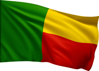 Obraz premium Flag of Benin Waving in transparent style