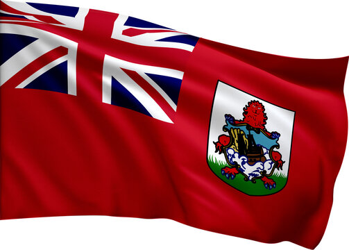 Bermuda Flag PNG with Transparent Background, Waving Flag of Bermuda, Island or Territory Symbol for Travel, Tourism, Geography, Culture and International Design