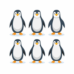 Naklejka premium Cute Cartoon Penguins Collection