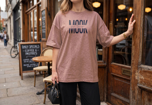 Oversized Feamle Tshirt Mockup