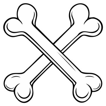 Two Crossed White Cartoon Bones Symbol of Danger and Hazard