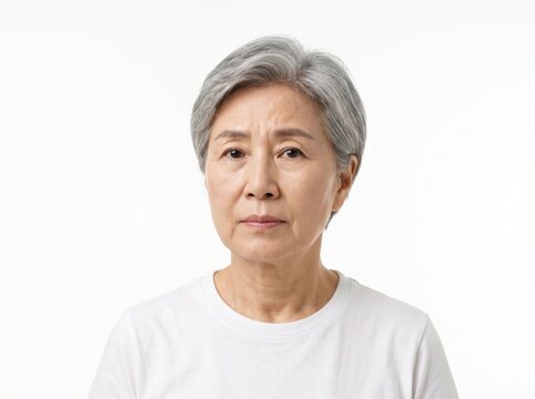 [Generative AI] 80-year-old Korean woman with a serious and heavy expression