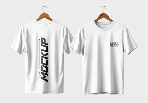 Front And Back View T-Shirt Mockup on Hanging