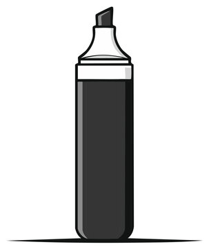 Gray Marker Illustration with Cap for Highlighting Text in Creative Projects and Schoolwork