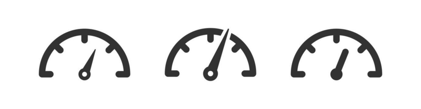 Speedometer icon. Gauge meter. Speed indicator. Editable stroke.