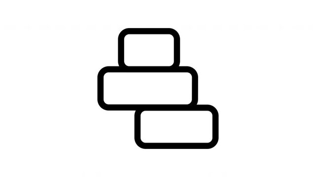 Animated block icon showing side to side stack motion for education and kids content