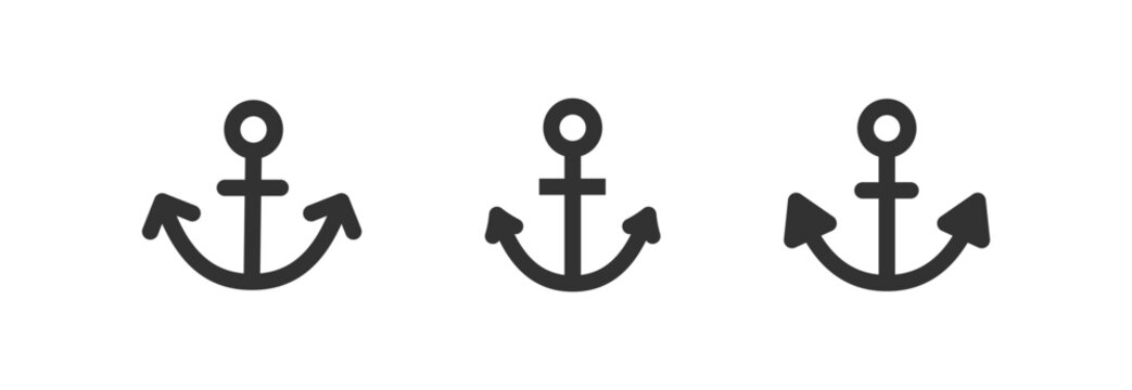 Ship anchor icon. Metal heavy tool for sea or ocean boat. Editable stroke.