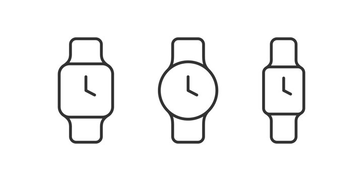 Wrist watch icon. Modern clock. Editable stroke.