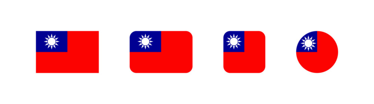 Taiwan flag. National country symbol. Taiwanese banner. Editable stroke.