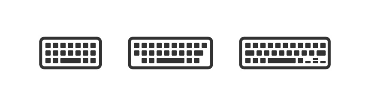 Computer keyboard icon. Typing device. Office laptop key. Editable stroke.
