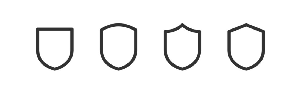 Shield icon. Security symbol. 2FA safety. Protection shape. Editable stroke.