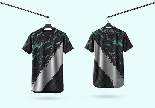 Front And Back View Jersey Mockup on Hanging