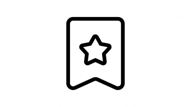 Animated bookmark icon showing scaling motion and rotating star for saved content