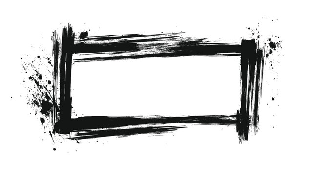 Border design presents a gritty ink-splattered rectangular frame with uneven horizontal strokes and a textured charcoal appearance for professional creative layouts.