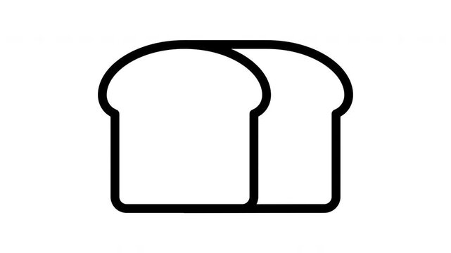 Animated bread icon showing soft compress motion for bakery and breakfast content