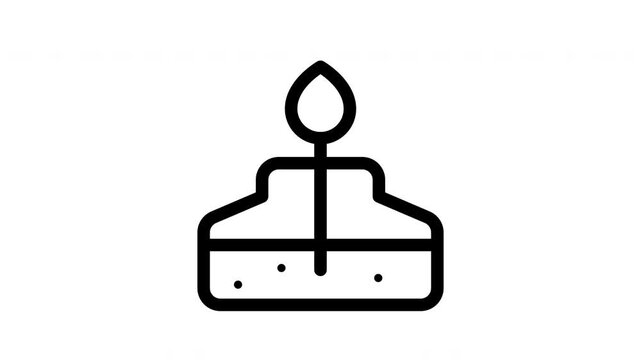 Animated bunsen burner icon showing flame and rising bubble motion for science education