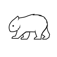 Obraz premium Simple Wombat Line Art Icon - Minimalist Black Outline Drawing of an Australian Marsupial on White Background
