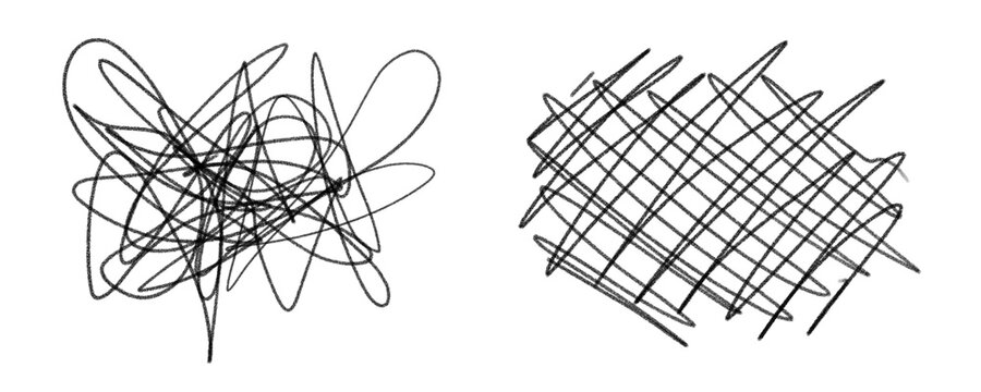abstract lines scribbling drawn by hand isolated on white or transparent png