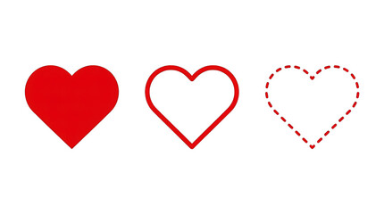 Fototapeta premium Collection of red heart shapes on transparent background for valentines day
