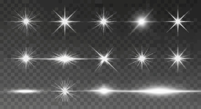 Collection of white light burst effects for design