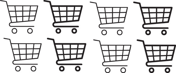 Collection of shopping cart icons in various colors © TAHSIN