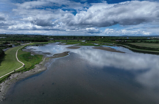 Broadmeadow estuary and M1 motorway, north county Dublin, Ireland