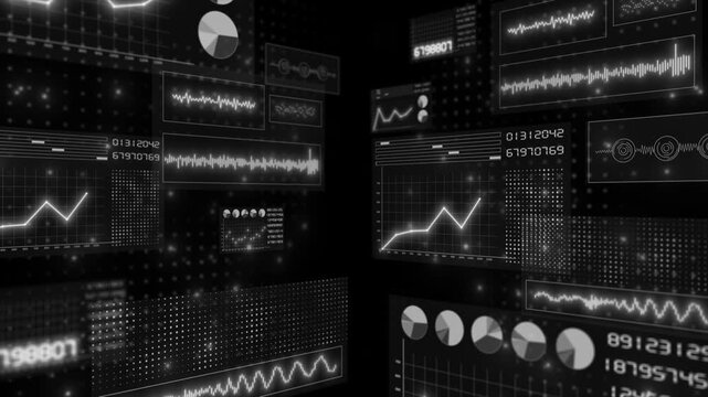 White color with futuristic head up display (HUD UI) technology interface screen and chat panel advanced data analysis algorithms dashboard display technology 3D background 