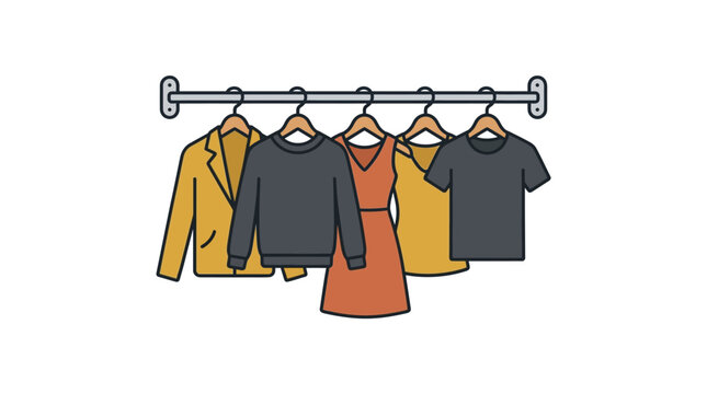 Clothing on a rack hanging.