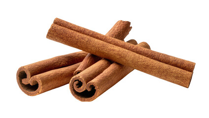 Isolated close up of aromatic dried cinnamon sticks, spicy traditional cooking ingredient © Niamh