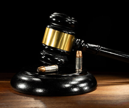 Ammo and gavel to reflect a gun rights case