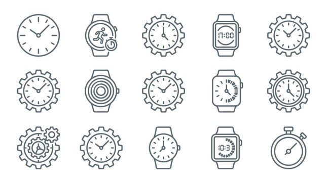 Collection of watch and clock icons.