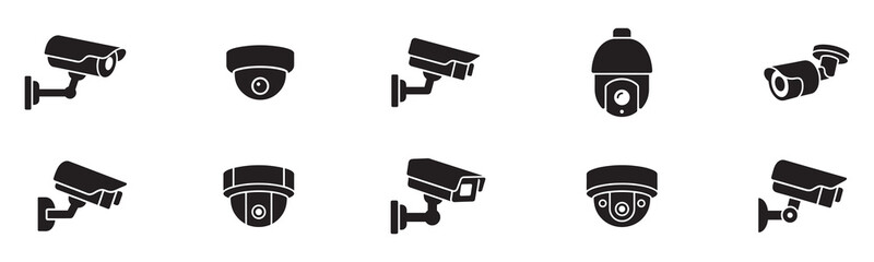 Obraz premium Security camera icon. CCTV vector icon set. Video surveillance CCTV camera icon. Security camera. Vector Illustration. EPS 10