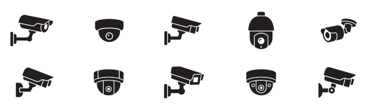 Security camera icon. CCTV vector icon set. Video surveillance CCTV camera icon. Security camera. Vector Illustration. EPS 10