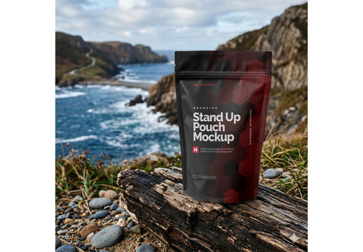 Stand Up Pouch Mockup Realistic Design for Marketing and Packaging