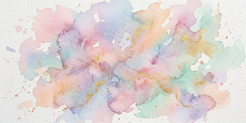 Fototapeta premium Abstract multi colored watercolor splash on paper background with hand painted watercolor texture art water color pastel colorful background paint