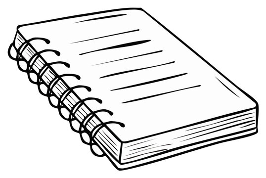 Simple open notebook with blank lined pages and metal spiral binding on a white background